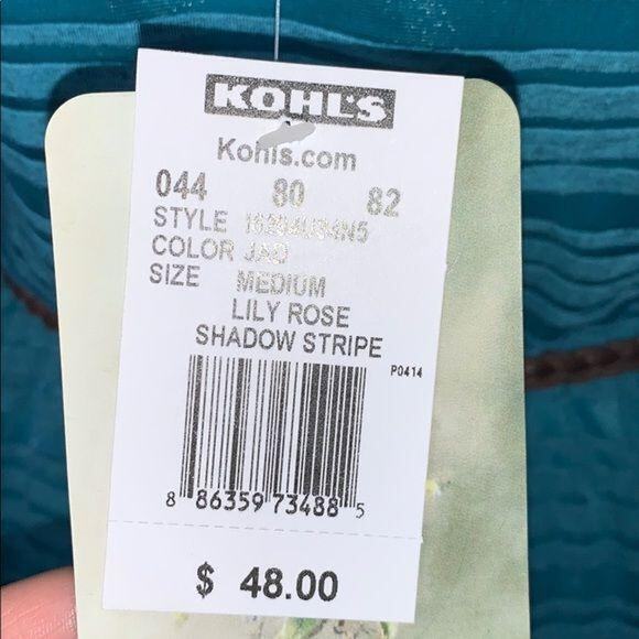 Lily Rose Womens Dress Lightweight Shadow Striped Belted Turquoise Teal Medium - Picture 6 of 9